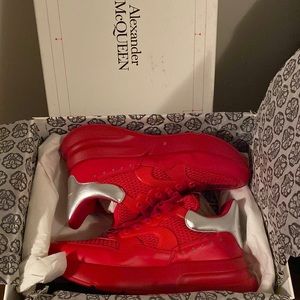 Size 42/9 Alexander McQueen Welsh Red/Silver.